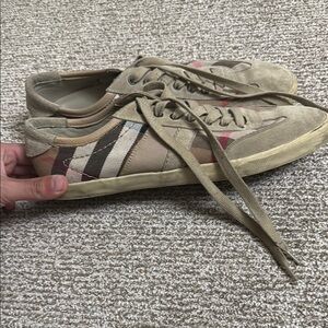Burberry Beige Checkered Mens Sneakers